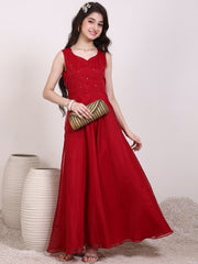 Girls Sequinned Embellished Ethnic Maxi Dress