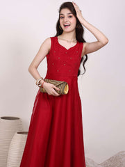 Girls Sequinned Embellished Ethnic Maxi Dress