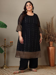 Women Ethnic Motifs Embroidered Regular Sequinned Kurta with Palazzos & With Dupatta