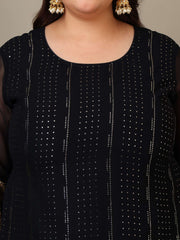 Women Ethnic Motifs Embroidered Regular Sequinned Kurta with Palazzos & With Dupatta