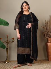 Women Ethnic Motifs Embroidered Regular Sequinned Kurta with Palazzos & With Dupatta