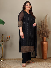 Women Ethnic Motifs Embroidered Regular Sequinned Kurta with Palazzos & With Dupatta