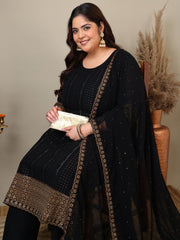 Women Ethnic Motifs Embroidered Regular Sequinned Kurta with Palazzos & With Dupatta