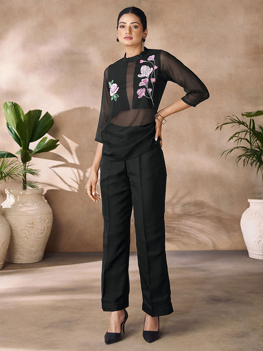 Organza Black Sequins Casual Kurti