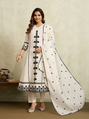 Women Ethnic Motifs Embroidered Regular Thread Work Kurta with Trousers & With Dupatta