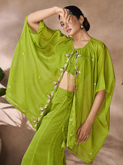 Green Thread Organza Casual Kurti