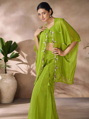 Green Thread Organza Casual Kurti