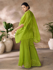 Green Thread Organza Casual Kurti