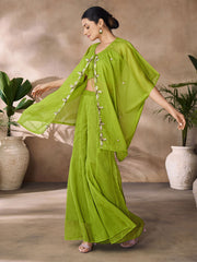 Green Thread Organza Casual Kurti