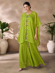 Green Thread Organza Casual Kurti