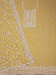 Yellow Floral Embroidered Sequinned Unstitched Dress Material