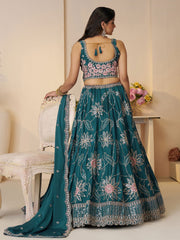 Blue Beauty: Bridesmaid Lehenga with Sequin Shine and Floral Grace