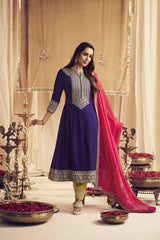 Malaika Arora Women Floral Yoke Design Regular Thread Work Kurta with Trousers & With Dupatta