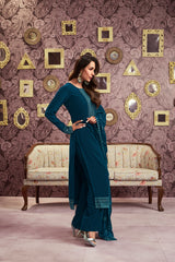Malaika Arora Women Ethnic Motifs Yoke Design Regular Sequinned Kurta with Palazzos & With Dupatta