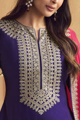 Malaika Arora Women Floral Yoke Design Regular Thread Work Kurta with Trousers & With Dupatta