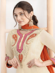 Black Multi Embroidery Anarkali Palazzo Suit