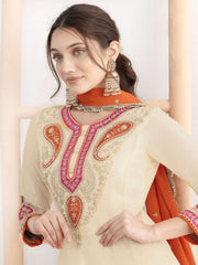 Black Multi Embroidery Anarkali Palazzo Suit