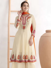 Black Multi Embroidery Anarkali Palazzo Suit