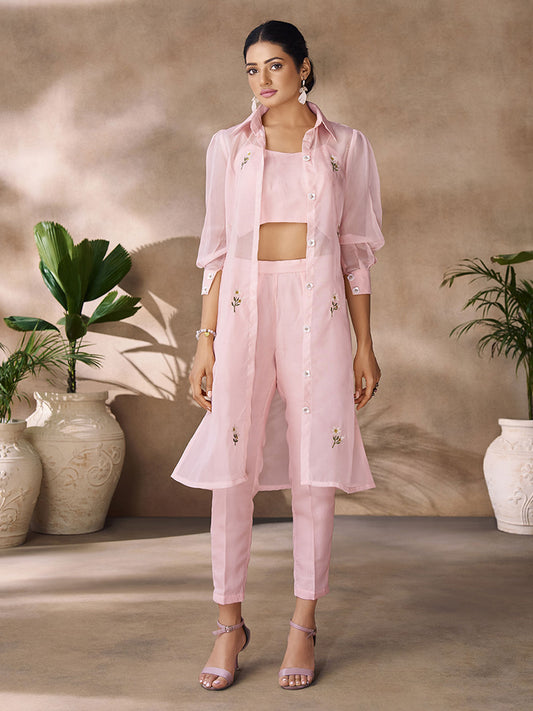 Embroidered Organza Party Wear Kurti