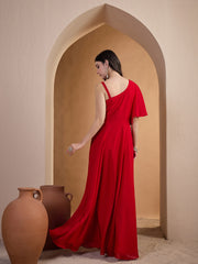 Red Embroidered Ethnic Dress