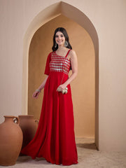 Red Embroidered Ethnic Dress