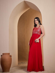 Red Embroidered Ethnic Dress