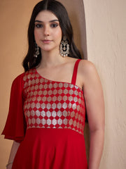 Red Embroidered Ethnic Dress