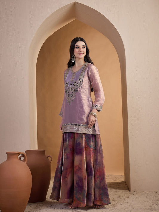 Embroidered Top With Palazzos Co-Ords