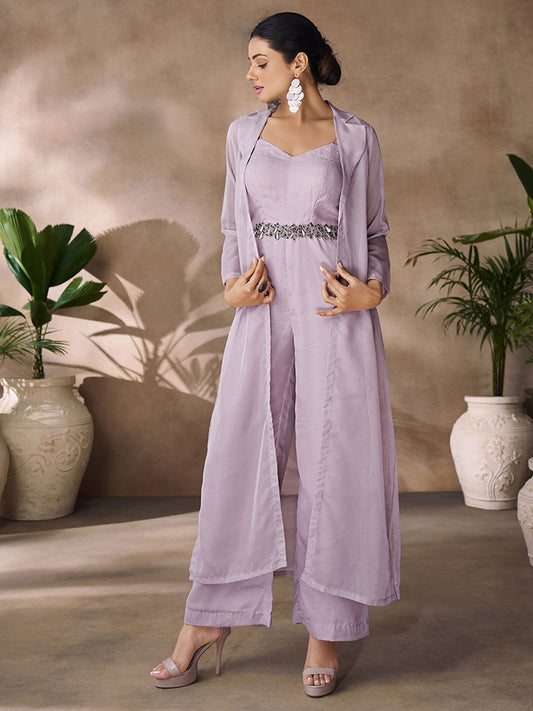 Designer Kurti Fancy Organza in Lavender