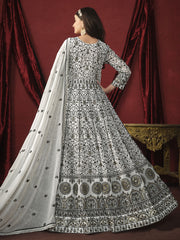 White Georgette Partywear Gown