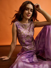Floral Organza Embroidered Top with Palazzos