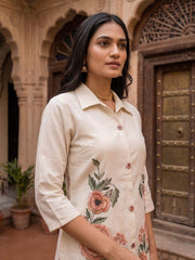 Floral Embroidered Tunic with Trousers