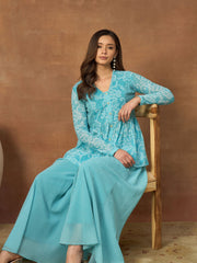 Printed V-Neck Top & Palazzos Co-Ords