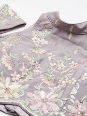 Mauve Pure Georgette Sequins with heavy Zarkan embroidery Semi-Stitched Lehenga choli & Dupatta