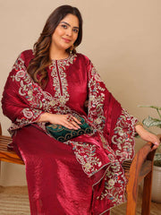 Women Ethnic Motifs Embroidered Regular Thread Work Kurta with Trousers & With Dupatta