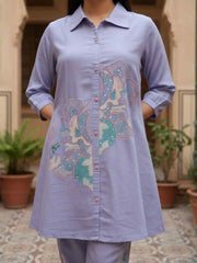 Chanderi Embroidered Tunic with Trousers