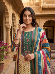 Women Ethnic Motifs Printed Regular Kurta with Trousers & With Dupatta