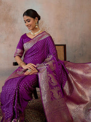 Ethnic Motifs Zari Silk Blend Handloom Saree