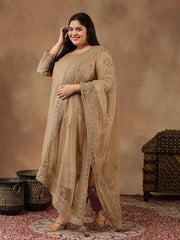 Women Embroidered Regular Sequinned Kurta with Trousers & With Dupatta