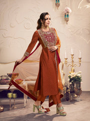 Malaika Arora Women Floral Embroidered Regular Thread Work Kurta with Trousers & With Dupatta