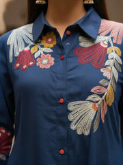 Indie Florals Embroidered Tunic with Trousers