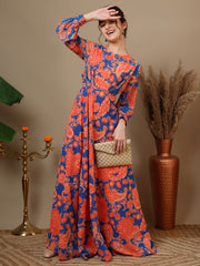 Girl Floral Paisley Printed Pleated Ethnic Dress