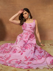 Floral Printed Beds and Stone Work Gown Maxi Dress