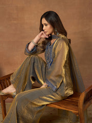 Women Ethnic Motifs Embroidered Regular Thread Work Kurta with Palazzos & With Dupatta
