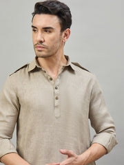 Men Regular Linen Kurta with Dhoti Pants