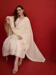 Women Floral Embroidered Regular Thread Work Pure Cotton Kurta & Trousers & Dupatta