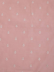 Peach-Coloured Floral Embroidered Sequinned Unstitched Dress Material