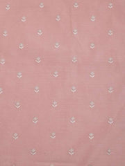 Peach-Coloured Floral Embroidered Sequinned Unstitched Dress Material