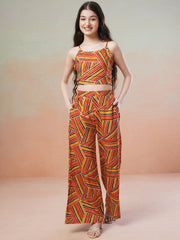 Yellow Girls Printed Top & Trousers Co-Ord