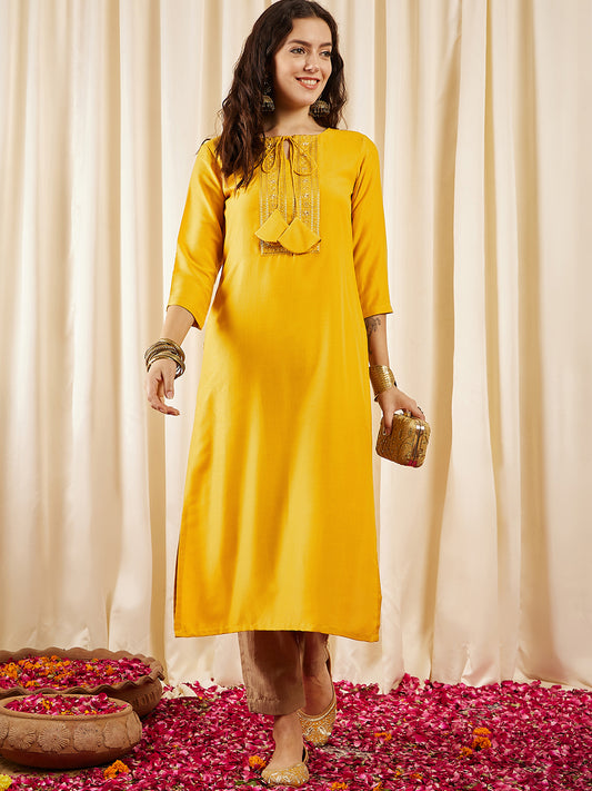 Women Floral Embroidered Sequinned Floral Kurta